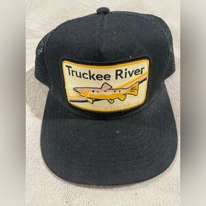 Truckee River Trucker Hat Trout Patch Fishing Snapback Black